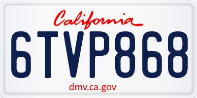 CA license plate 6TVP868