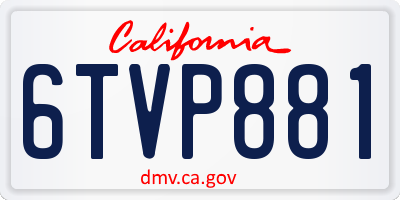 CA license plate 6TVP881
