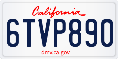 CA license plate 6TVP890