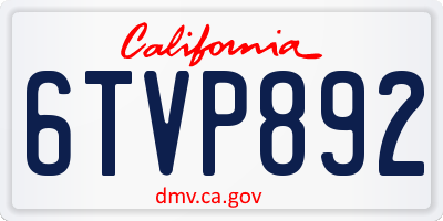 CA license plate 6TVP892