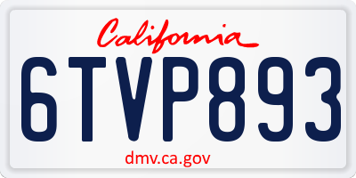 CA license plate 6TVP893