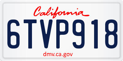CA license plate 6TVP918