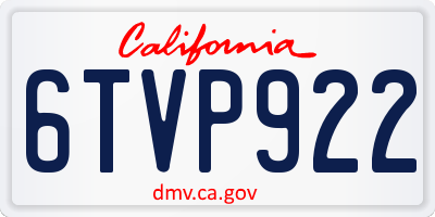 CA license plate 6TVP922