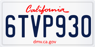CA license plate 6TVP930
