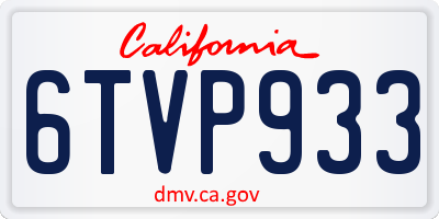 CA license plate 6TVP933