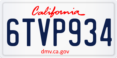 CA license plate 6TVP934