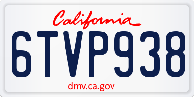 CA license plate 6TVP938
