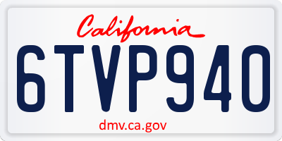 CA license plate 6TVP940