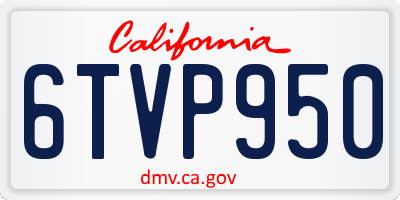 CA license plate 6TVP950
