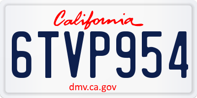 CA license plate 6TVP954