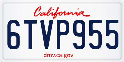 CA license plate 6TVP955