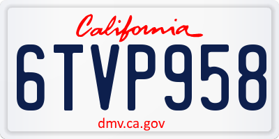 CA license plate 6TVP958