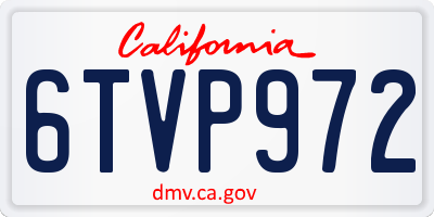 CA license plate 6TVP972
