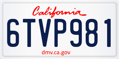 CA license plate 6TVP981
