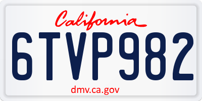 CA license plate 6TVP982
