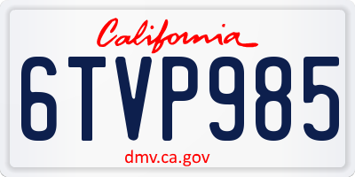 CA license plate 6TVP985