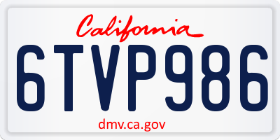 CA license plate 6TVP986
