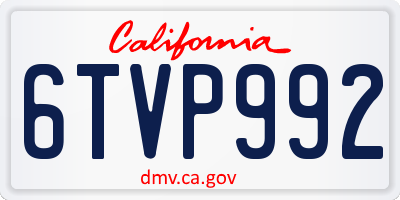 CA license plate 6TVP992