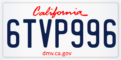 CA license plate 6TVP996