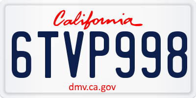 CA license plate 6TVP998
