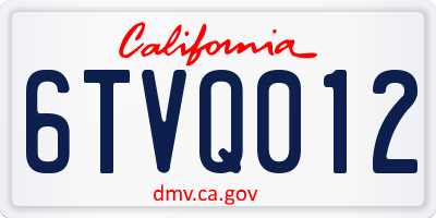 CA license plate 6TVQ012