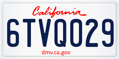 CA license plate 6TVQ029