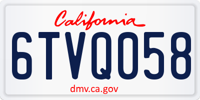 CA license plate 6TVQ058