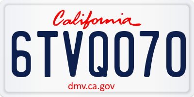 CA license plate 6TVQ070