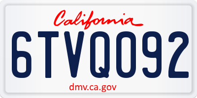 CA license plate 6TVQ092