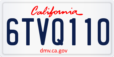 CA license plate 6TVQ110