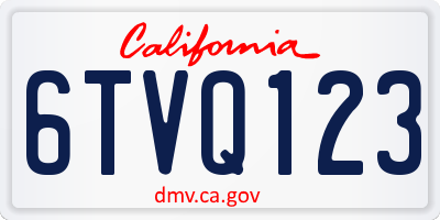 CA license plate 6TVQ123
