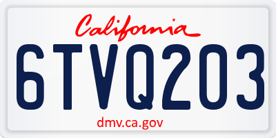 CA license plate 6TVQ203
