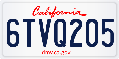 CA license plate 6TVQ205
