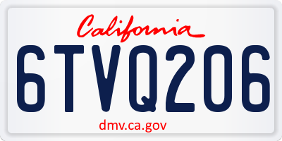CA license plate 6TVQ206