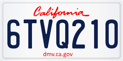 CA license plate 6TVQ210