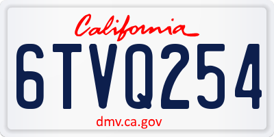 CA license plate 6TVQ254