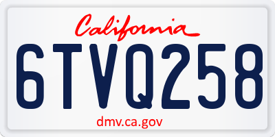 CA license plate 6TVQ258