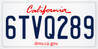 CA license plate 6TVQ289