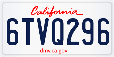 CA license plate 6TVQ296