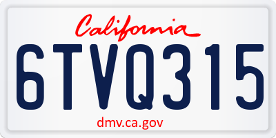 CA license plate 6TVQ315