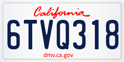 CA license plate 6TVQ318