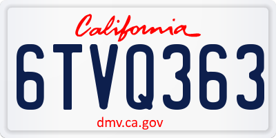 CA license plate 6TVQ363