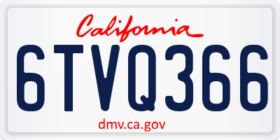 CA license plate 6TVQ366