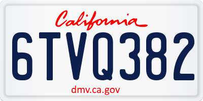 CA license plate 6TVQ382