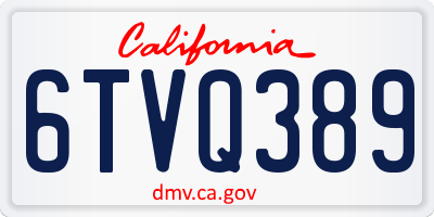 CA license plate 6TVQ389