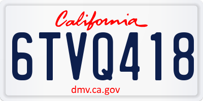 CA license plate 6TVQ418