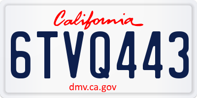 CA license plate 6TVQ443