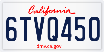CA license plate 6TVQ450