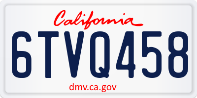 CA license plate 6TVQ458