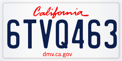 CA license plate 6TVQ463